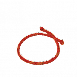 Крапивная нить на запястье красная, ручного прядения, в три сложения 50%